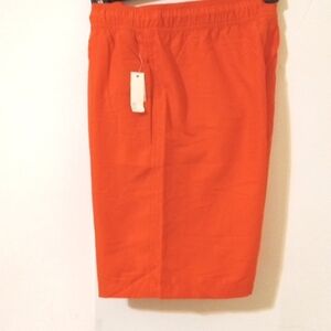ORANGE WHITE DRAWSTRING THREE POCKET MESH LINED SWIM TRUNKS SIZE SMALL NWT
